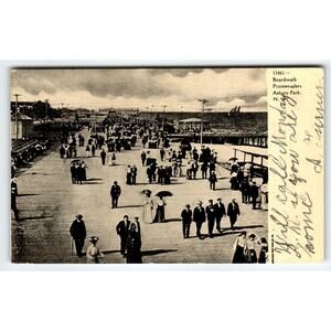 Vintage Postcard Asbury Park NJ Boardwalk People Promenaders 1907 Mailed Antique